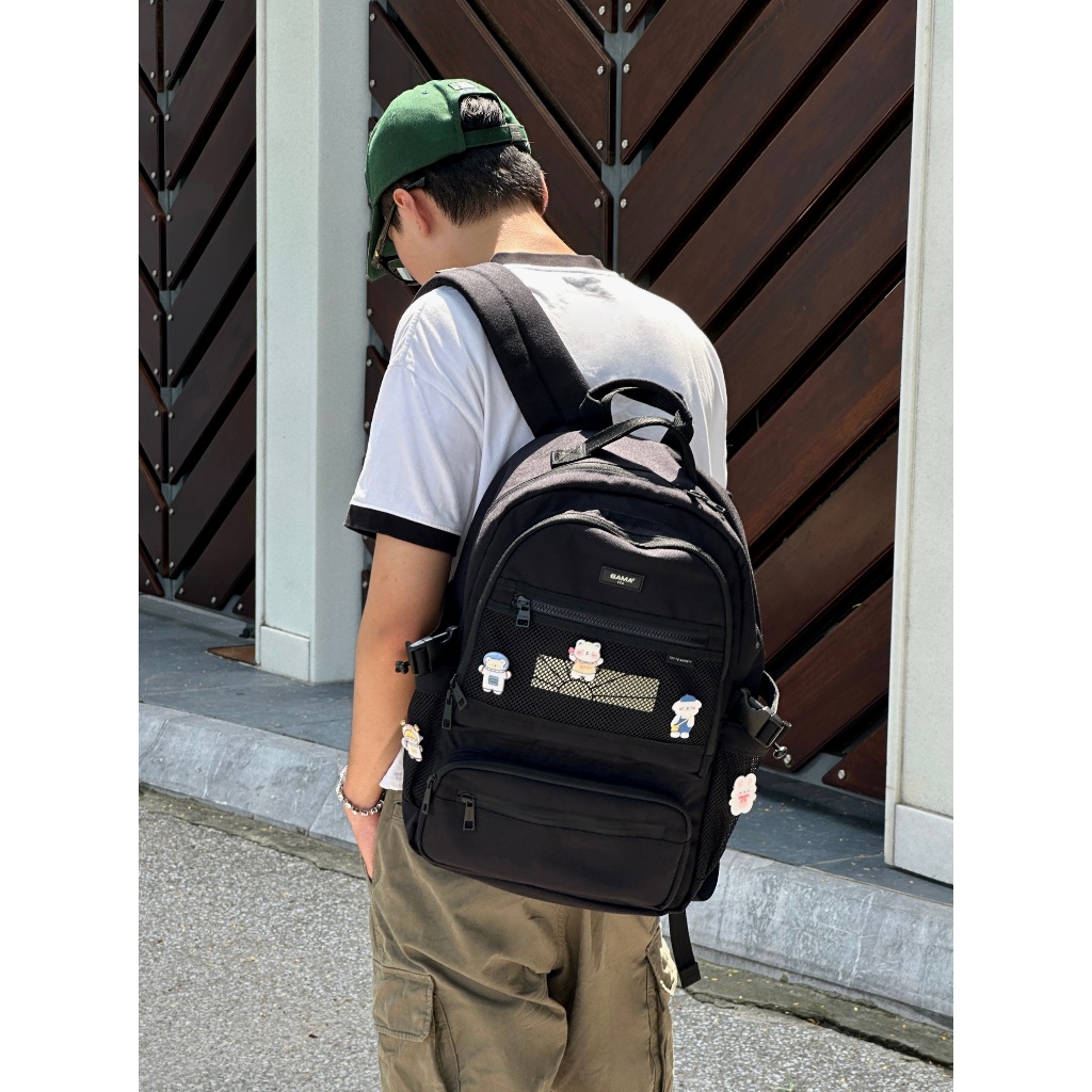 [TẶNG KÈM 1 SET PIN CÀI] Balo BAMA Mesh Fabric Backpack MF102 chống nước chống sốc đựng laptop 15.6 inch