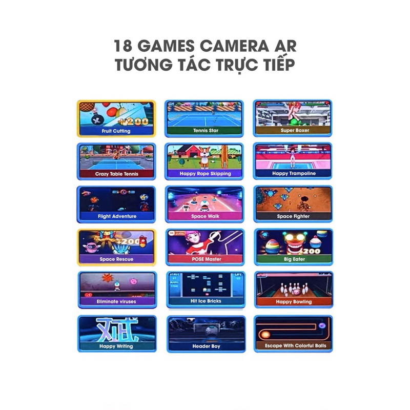 Thảm chơi game, thảm nhảy, máy chơi game khu TTTM công nghệ AI, camera AR thông minh Tiếng Anh kết nối tivi