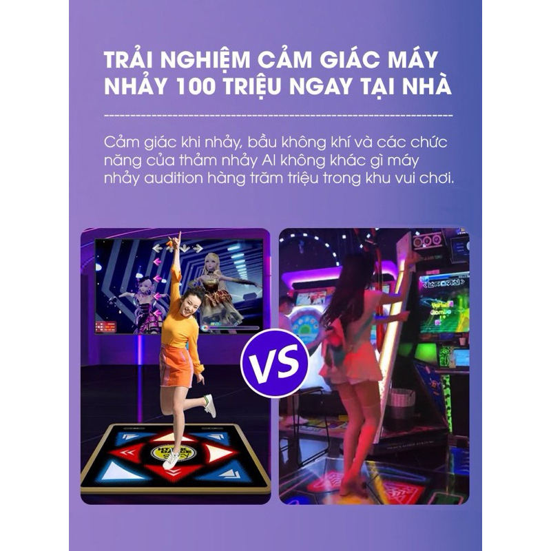 Thảm chơi game, thảm nhảy, máy chơi game khu TTTM công nghệ AI, camera AR thông minh Tiếng Anh kết nối tivi