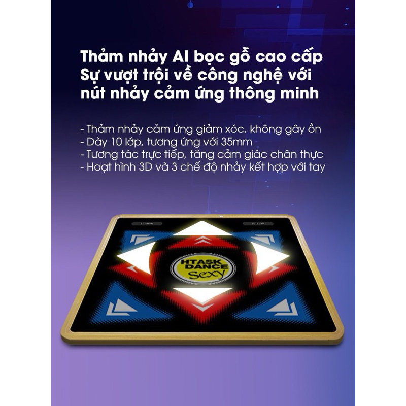 Thảm chơi game, thảm nhảy, máy chơi game khu TTTM công nghệ AI, camera AR thông minh Tiếng Anh kết nối tivi