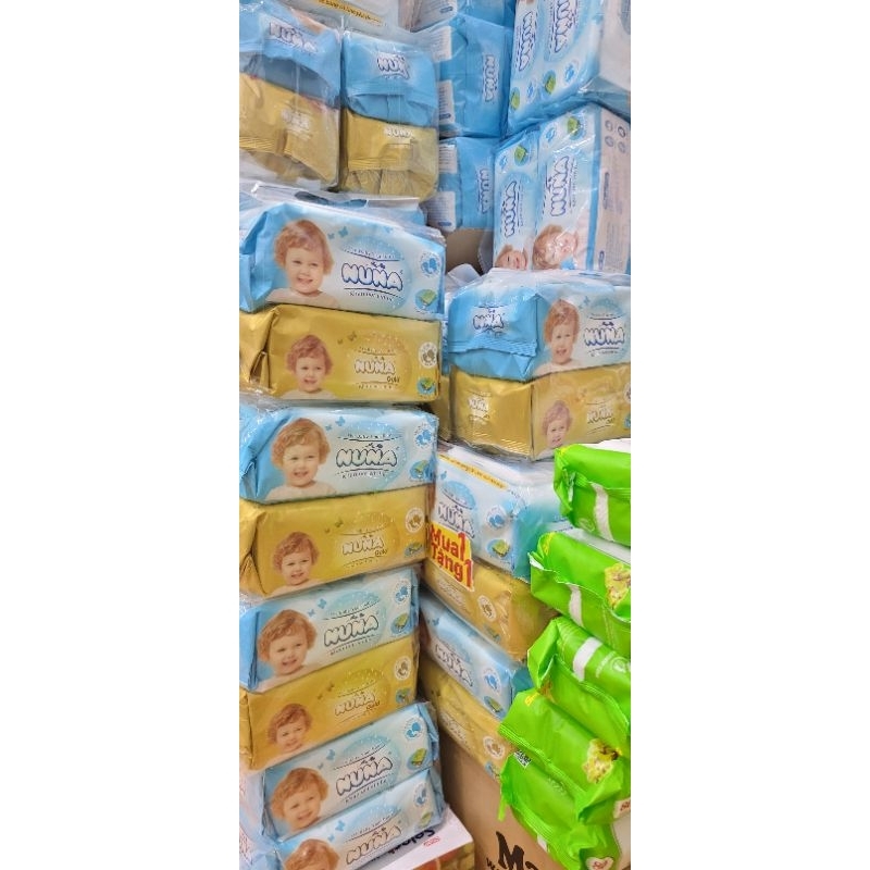CHÍNH HÃNG COMBO Khăn giấy ướt em bé KHÔNG MÙI Nuna xanh, gold 100 tờ