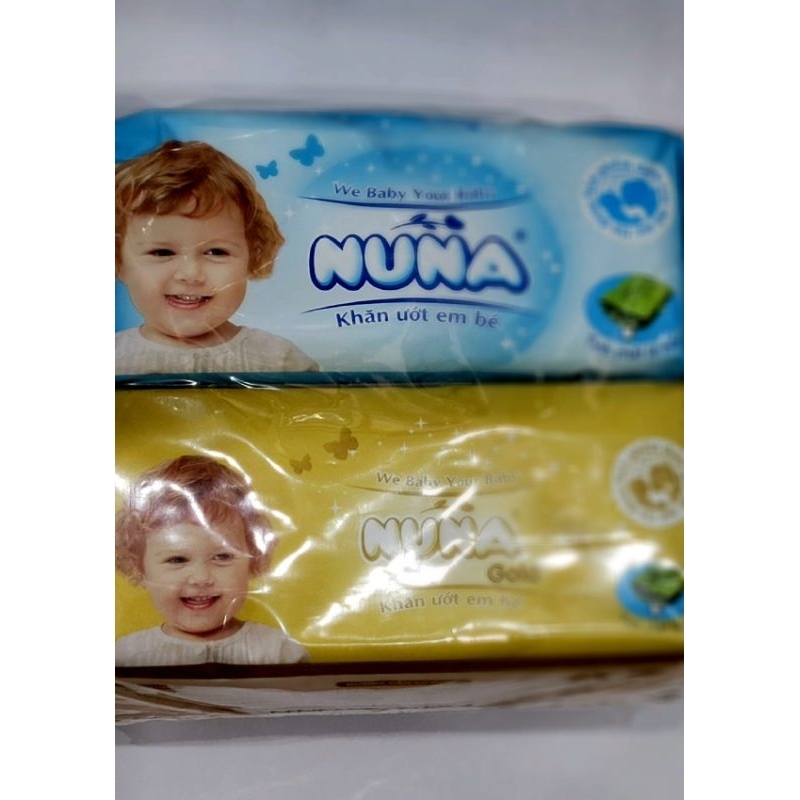 CHÍNH HÃNG COMBO Khăn giấy ướt em bé KHÔNG MÙI Nuna xanh, gold 100 tờ