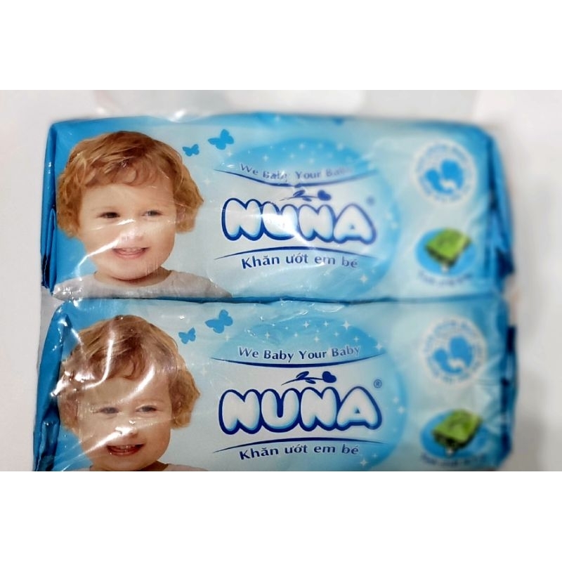 CHÍNH HÃNG COMBO Khăn giấy ướt em bé KHÔNG MÙI Nuna xanh, gold 100 tờ