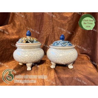 Lư đốt trầm Gốm sứ Men rạn - Gốm Nghệ nhân Bát Tràng