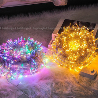 Đèn nháy 50m 30m trang trí Tết dày bóng 8 chế độ chớp nháy đèn led trang trí ngoài trời cây thông noel sự kiện