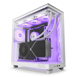Vỏ Case NZXT H6 Flow RGB – Mid Tower – Thiết Kế Nghiêng – 3 Quạt RGB – Màu Đen / Trắng