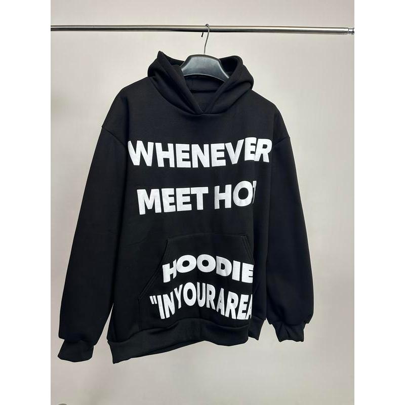 Áo hoodie BS COUTURE in nổi Whenever chất nỉ bông bigsize cho nam nữ