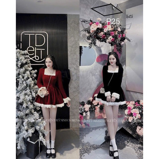 ĐẦM NHUNG PHỐI VIỀN BÈO TRẮNG XINH XẮN