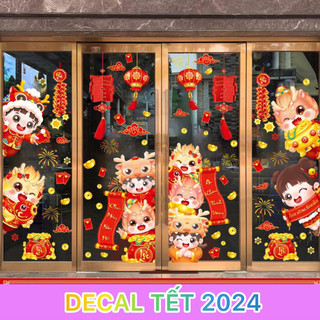 [HÀNG HOT] Decal dán tường trang trí tết - Tranh dán tường trang trí tết, năm mới có keo sẵn