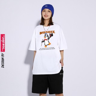 Áo thun local brand WOSHEE áo thun unisex vải dày thấm hút tốt thu đông peguin ảo thuật phong cách áo phông tay lỡ CC006