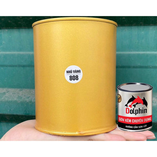 [Tặng cọ lon 800g] Sơn Kẽm Dolphin Nhũ Vàng 808