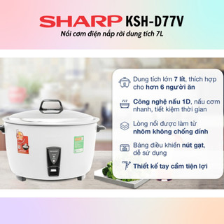 [HỎA TỐC] Nồi Cơm Điện Nắp Rời Sharp KSH-D77V (7L) - Hàng chính hãng