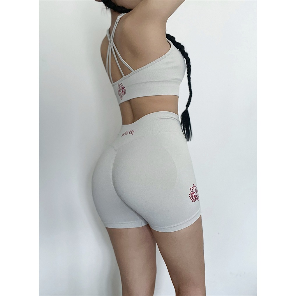 Bộ đùi thể thao tập gym yoga đệt kim họa tiết sói cao cấp