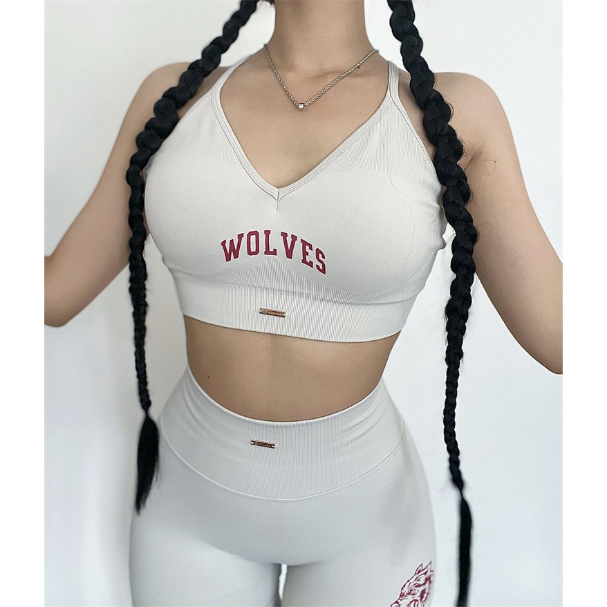 Bộ đùi thể thao tập gym yoga đệt kim họa tiết sói cao cấp