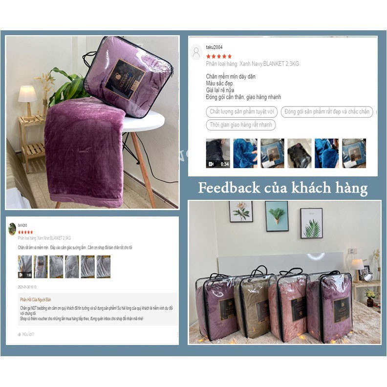 Chăn lông tuyết cao cấp M2T Bedding kích thước 2mx2m3 - chăn văn phòng mềm mịn, sang trọng