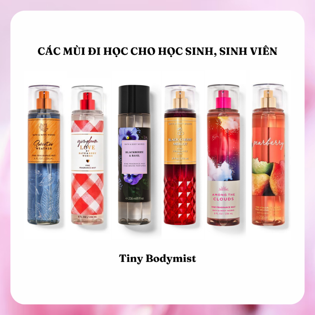 Xịt thơm 10ml mùi cho học sinh, sinh viên body mist Bath and Body Works