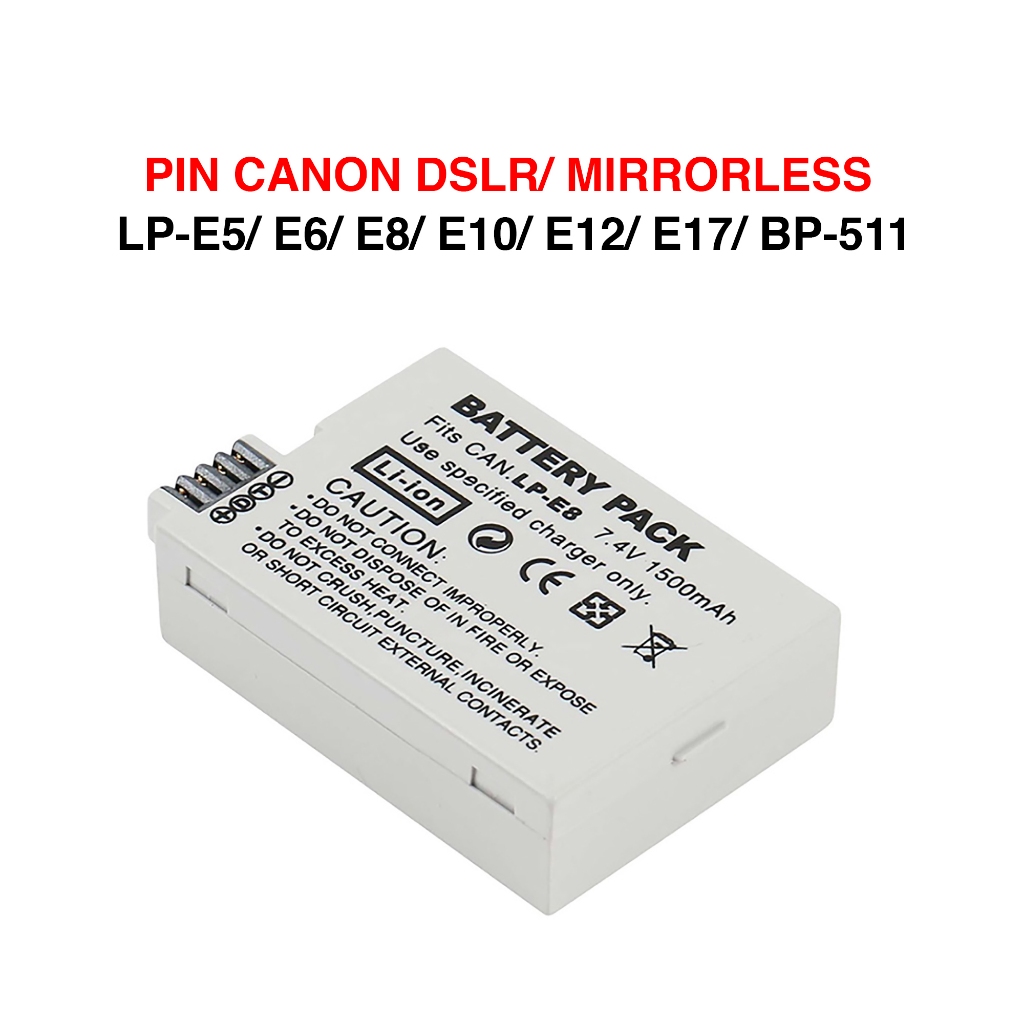Pin máy ảnh Canon LP-E5, E6, E8, E10, E12, E17, BP-511 dung lượng cao