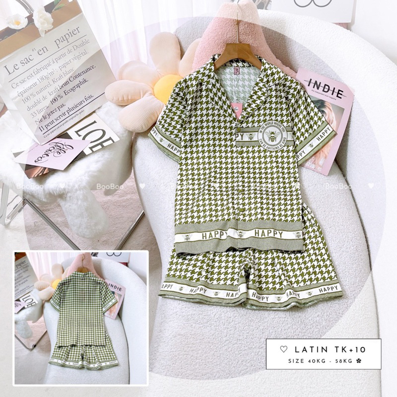 MẪU MỚI Đồ Bộ Mặc Nhà Pijama Boo Boo Lụa Latin Form Tay Ngắn Quần Ngắn 40-60 kg [Hàng Cao Cấp]