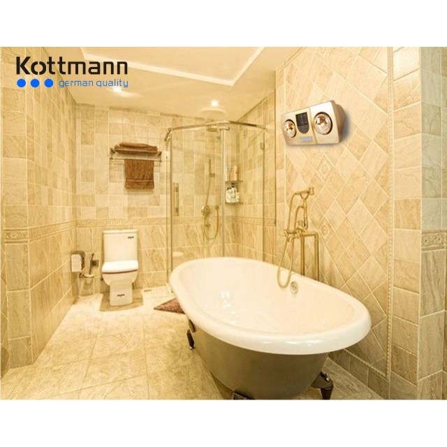 Đèn sưởi nhà tắm Kottmann 2 bóng kèm gió thổi nóng K2BHWG
