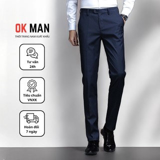 Quần tây âu nam ống Slimfit 7 màu chất vải Cotton vải Dày dặn co giãn thoáng mát thấm hút OKMAN QA069075