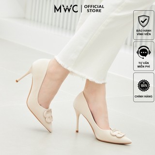 Giày cao gót mwc 4498 - giày cao gót đế nhọn cao 10cm mũi nhọn đính khoá kim loại thanh lịch