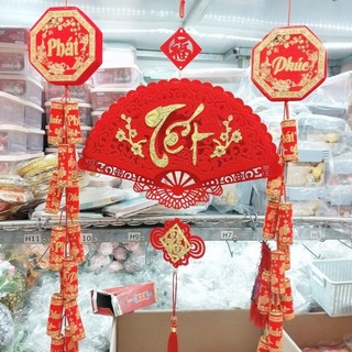 Dây treo pháo nhung đỏ dài 1m trang trí tết 2024