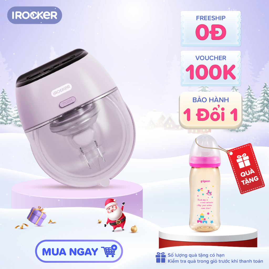 Máy hút sữa không dây IROCKER BP 002 9 cấp độ hút, nhỏ gọn cao cấp, vận hành êm ái, dễ dàng mang đi