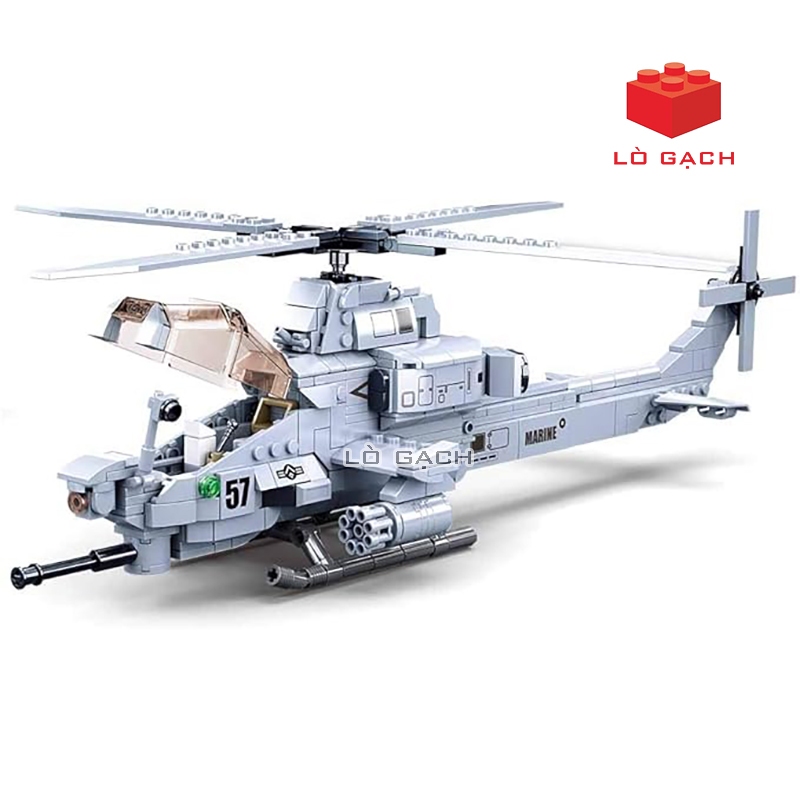 Bộ xếp hình Máy bay trực thăng AH 1Z Viper quân đội Mỹ - 482 chi tiết