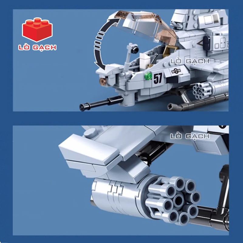 Bộ xếp hình Máy bay trực thăng AH 1Z Viper quân đội Mỹ - 482 chi tiết