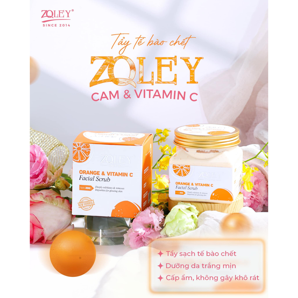 Tẩy tế bào chết cho da mặt Cam & Vitamin C Zoley Orange & Vitamin C Facial Scub chính hãng tẩy sạch tế bào chết trên da