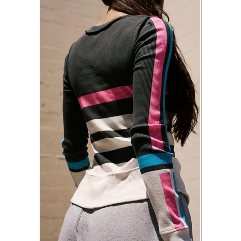 Áo dài tay free people color block chính hãng