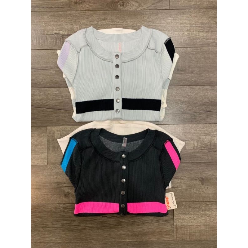 Áo dài tay free people color block chính hãng