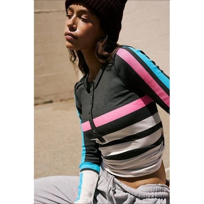 Áo dài tay free people color block chính hãng