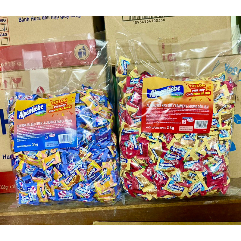 Kẹo Béo Alpenliebe Túi Lớn 2kg Mix Các Vị Dâu, Caramen, Các Loại Quả Mọng X 571 Viên