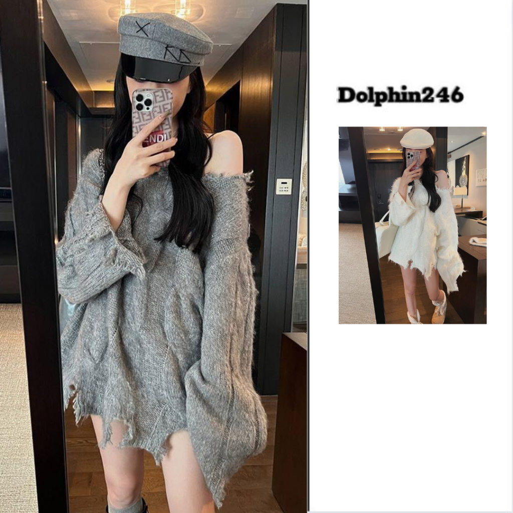 Áo len rách dáng rộng cho nữ hàng quảng châu bigsize phong cách cá tính tôn dáng dễ phối đồ M388 D-22.1