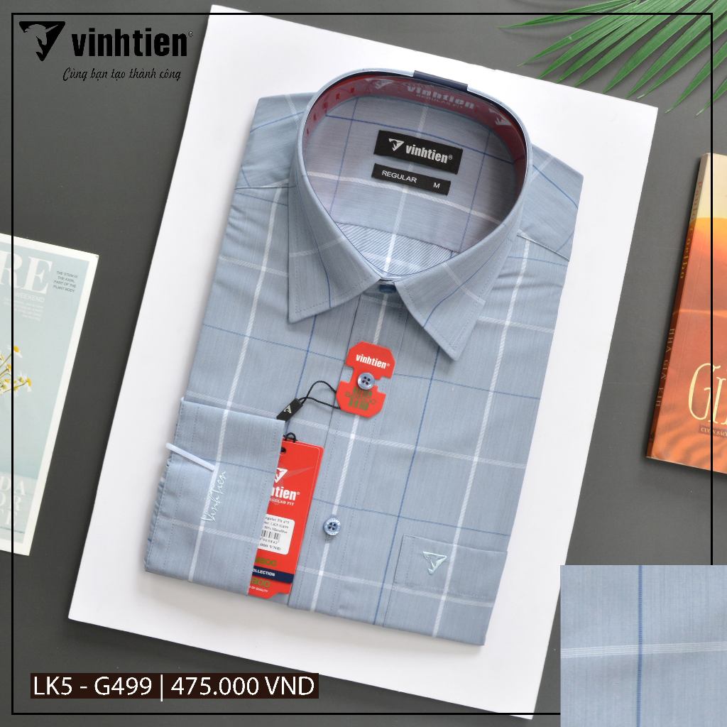 Áo Sơ Mi Dài Tay Caro Vải Bamboo Form Regular Vĩnh Tiến 475 - Nhiều Màu