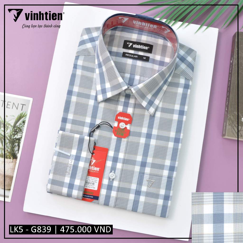 Áo Sơ Mi Dài Tay Caro Vải Bamboo Form Regular Vĩnh Tiến 475 - Nhiều Màu