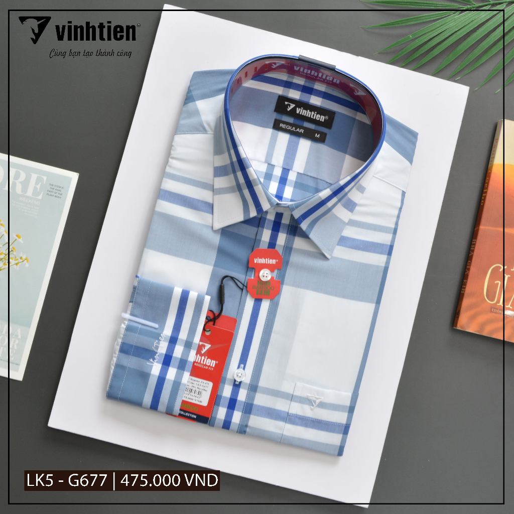 Áo Sơ Mi Dài Tay Caro Vải Bamboo Form Regular Vĩnh Tiến 475 - Nhiều Màu