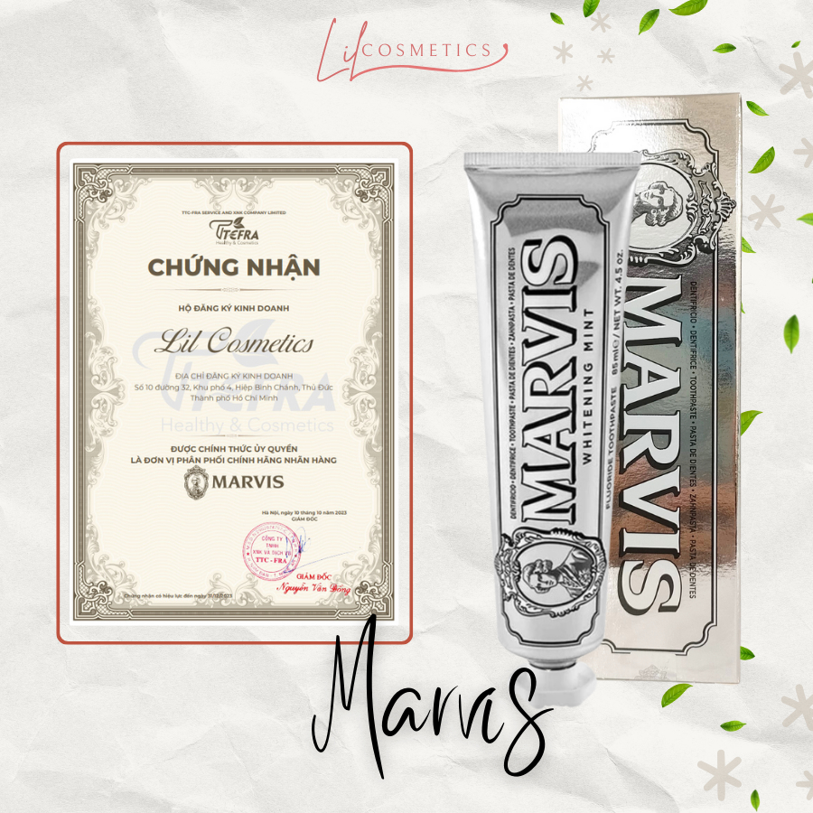 Kem đánh răng làm sạch mảng bám, trắng răng vị bạc hà Marvis Whitening Mint 85ml