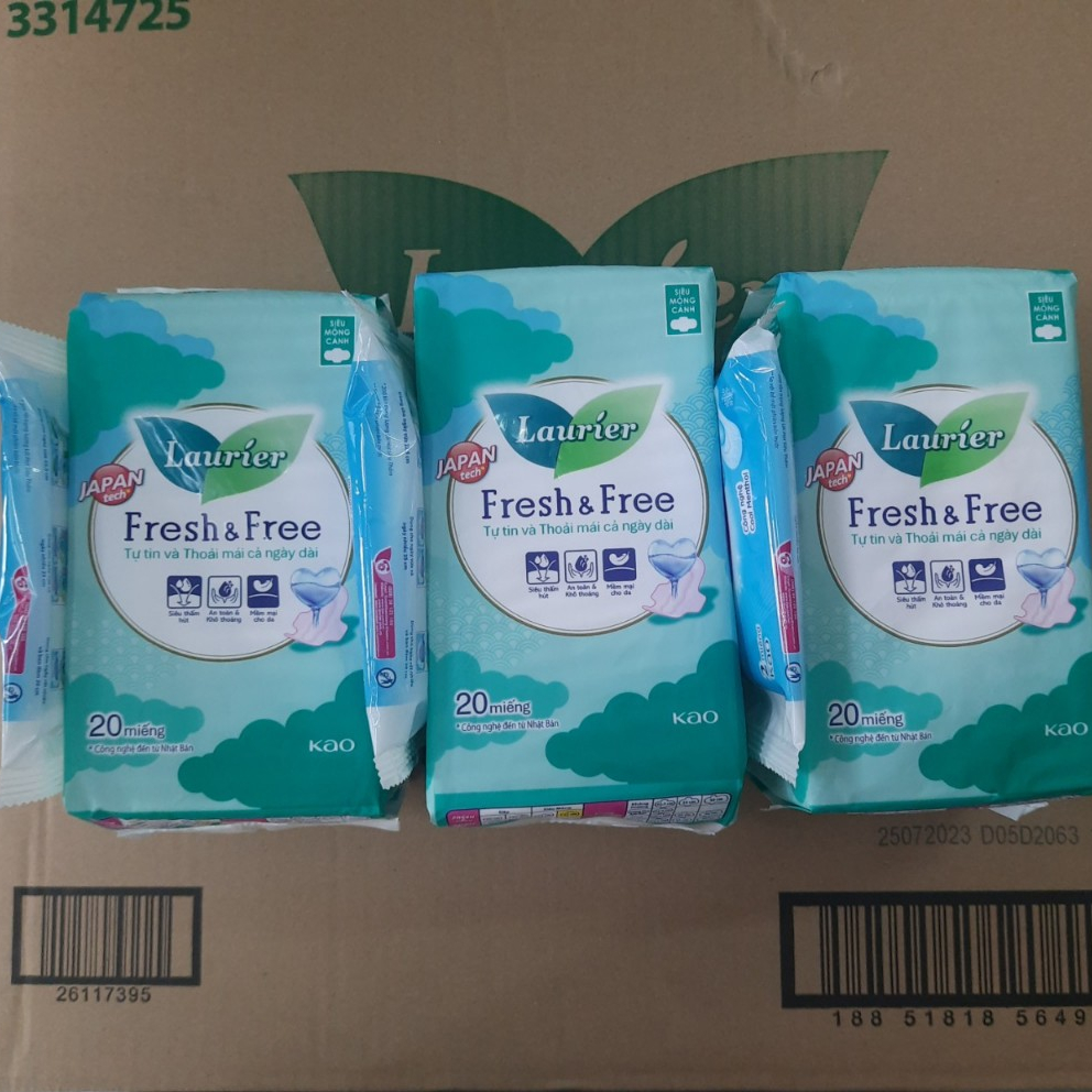 (Dây 3 Gói) Băng Vệ Sinh Siêu Mỏng Cánh Gói Lớn 20 Miếng Công Nghệ Rãnh Caro Độc Đáo Từ Nhật Bản