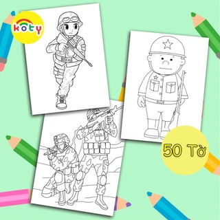 Tranh tô màu chú bộ đội - đồ chơi giấy giúp bé phát triển trí tuệ thông minh tt05