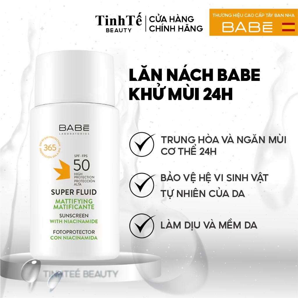 Kem chống nắng cho da dầu BABE Super Fluid Mattifying sunscreen SPF50 50ml