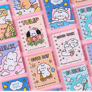 Sổ tay lò xo gấu thỏ có dòng kẻ, 100 trang khổ A7 cute - Sổ kẻ ngang dễ thương, xinh xắn