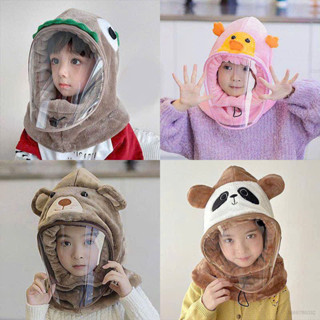 TE05 Khăn mũ trẻ em có dây rút, mũ chùm kín đầu cho bé trai và bé gái 1-12 tuổi, kèm kính chắn bụi, có thể tháo dời kính