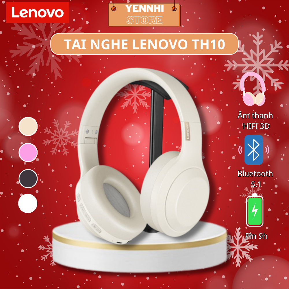 Tai Nghe Bluetooth Chụp Tai LENOVO TH10 Âm Thanh Nổi HiFi Giảm Ồn,Chống Thấm Nước,Có Mic Thích Hợp Cho Androi Ios PC