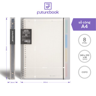 Sổ tay sổ còng Binder FUTUREBOOK, còng binder 8 Chấu A5 A4 B5, kèm ruột giấy và bìa nhựa phân trang