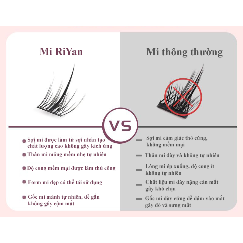 Lông Mi Giả Tách Sợi Nhẹ Nhàng Tự Nhiên Cao Cấp RiYan Kèm Keo Nhíp