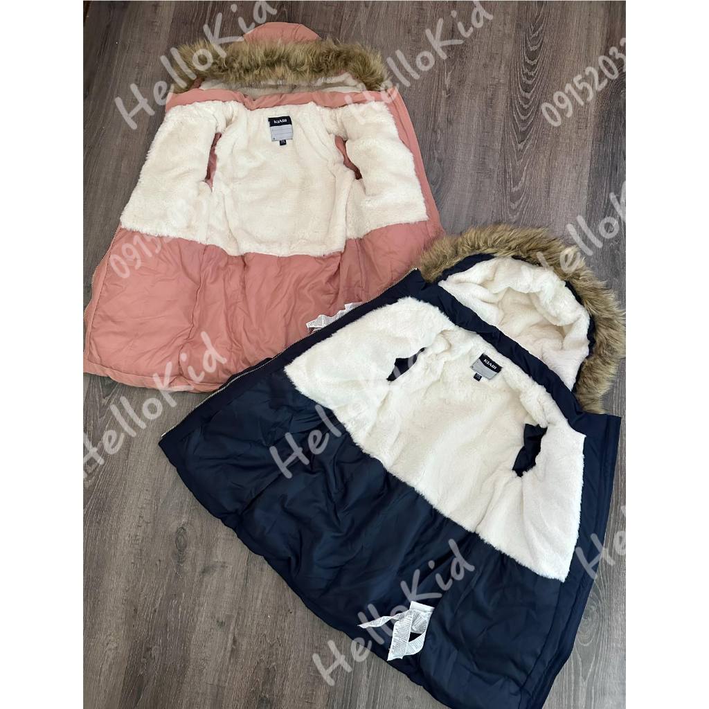 Áo parka phao lót lông thỏ kiabi bé gái