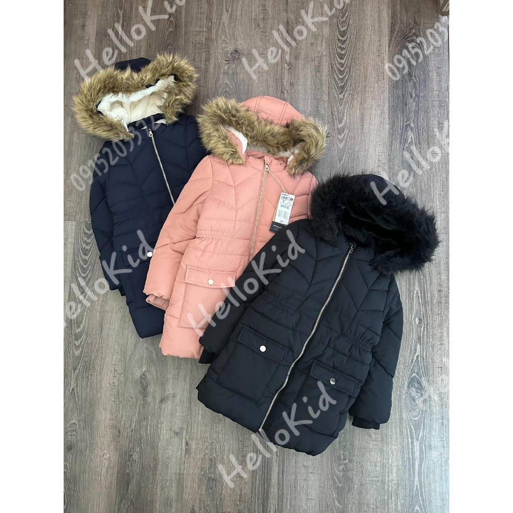 Áo parka phao lót lông thỏ kiabi bé gái