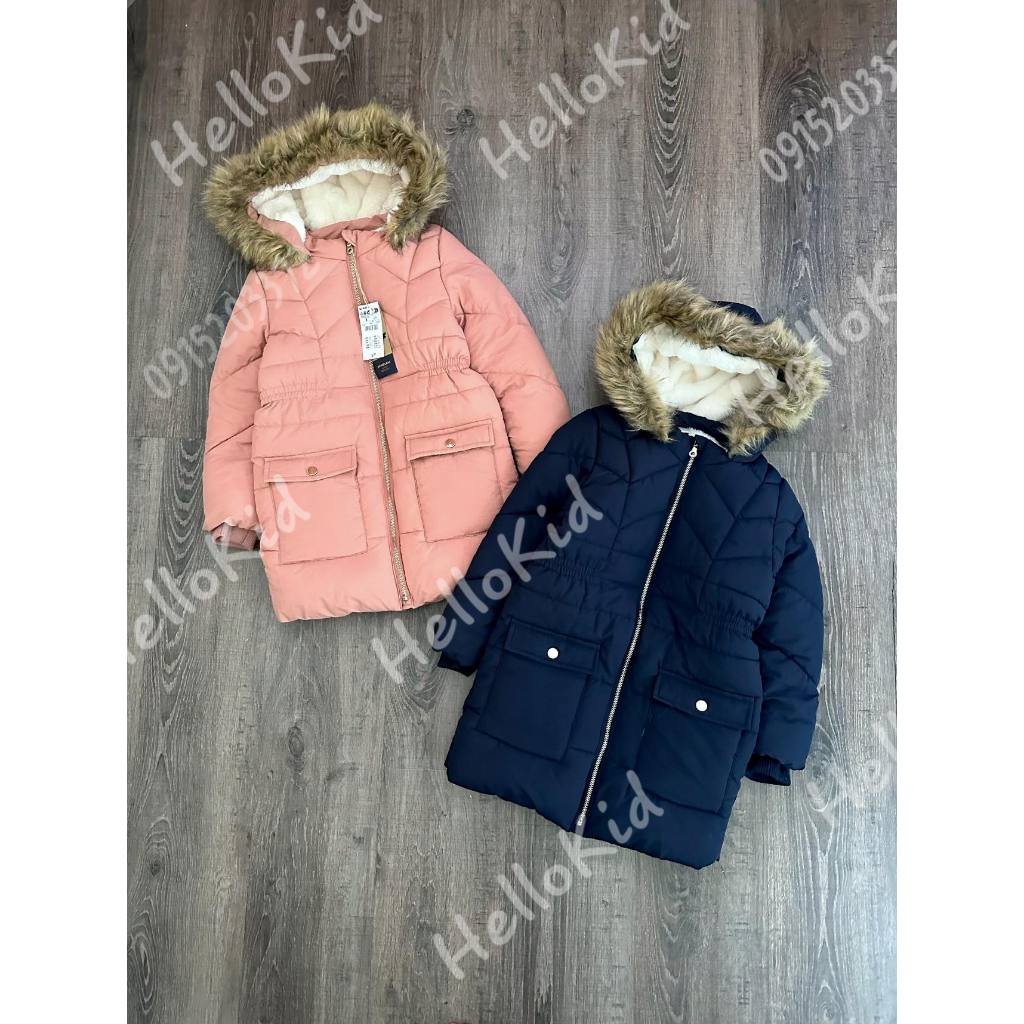 Áo parka phao lót lông thỏ kiabi bé gái